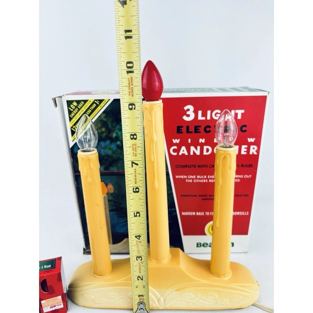 Vintage Beacon 3 Light Electric Window Candolier Candle Christmas Original‎ Box
